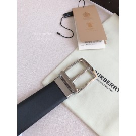 Burberry Black Calf Silver Needle Buckle 35mm Belts For Men