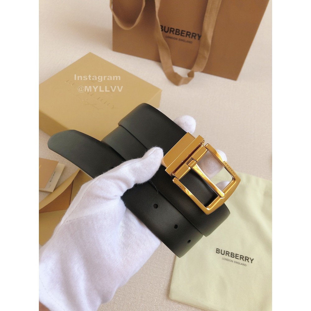 Burberry Black Calf Gold Needle Buckle 35mm Belts For Men