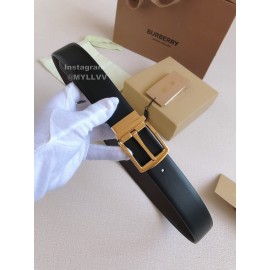 Burberry Black Calf Gold Needle Buckle 35mm Belts For Men