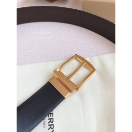 Burberry Black Calf Gold Needle Buckle 35mm Belts For Men
