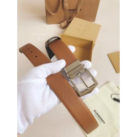Burberry Brown Calf Silver Needle Buckle 35mm Leisure Belts 