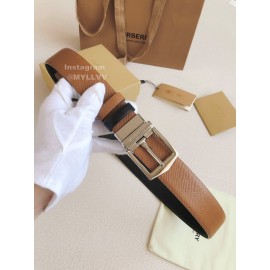 Burberry Brown Calf Silver Needle Buckle 35mm Leisure Belts 