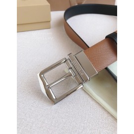 Burberry Brown Calf Silver Needle Buckle 35mm Leisure Belts 