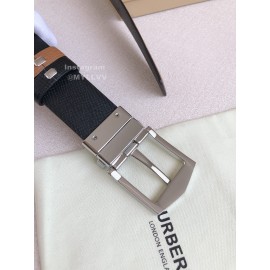 Burberry Brown Calf Silver Needle Buckle 35mm Leisure Belts 