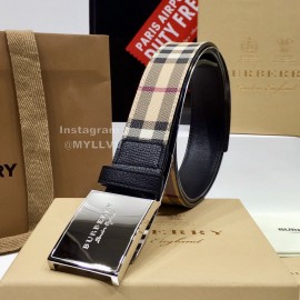Burberry New Plaid Calf Silver Buckle 35mm Belts 