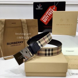 Burberry New Plaid Calf Silver Buckle 35mm Belts 