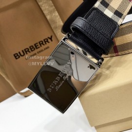 Burberry New Plaid Calf Silver Buckle 35mm Belts 