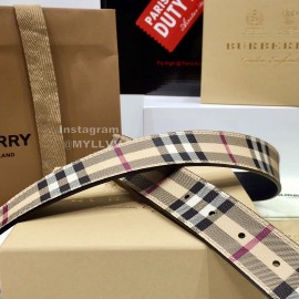 Burberry New Plaid Calf Silver Buckle 35mm Belts 