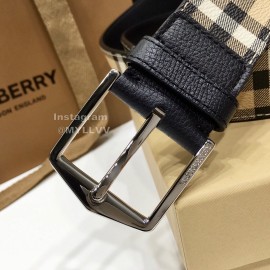 Burberry New Plaid Calf Silver Needle Buckle 35mm Belts 