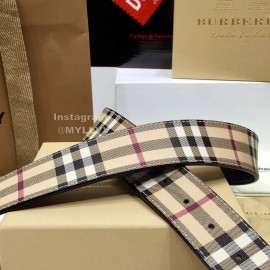 Burberry New Plaid Calf Silver Needle Buckle 35mm Belts 