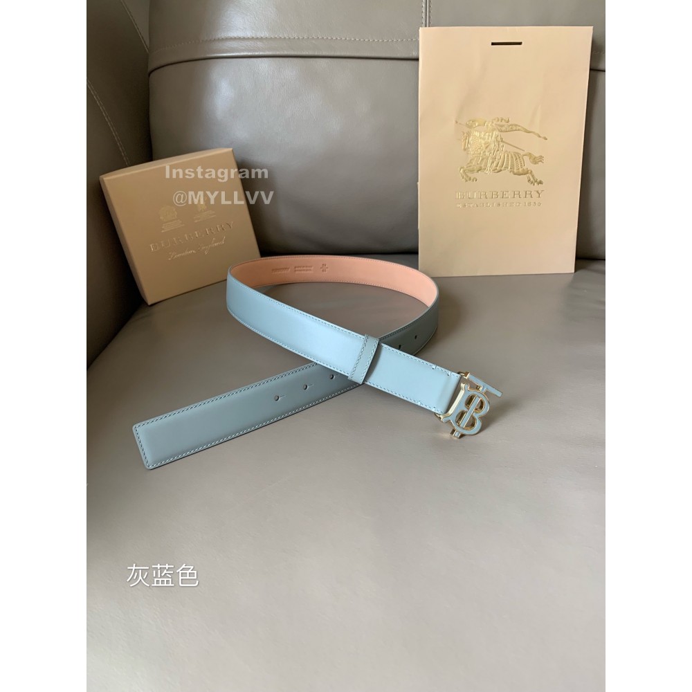 Burberry Fashion Calf Gold Buckle 34mm Belts For Women Blue