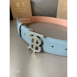 Burberry Fashion Calf Gold Buckle 34mm Belts For Women Blue