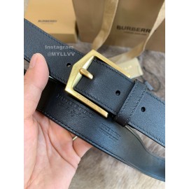 Burberry Black Plaid Calf Gold Needle Buckle 35mm Belts