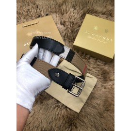 Burberry Vintage Stripe Leather Silver Pin Buckle 30mm Belts