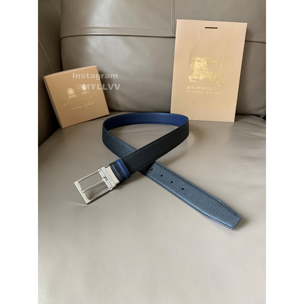 Burberry New Calf Silver Pin Buckle 34mm Belts Blue