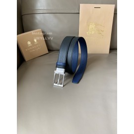 Burberry New Calf Silver Pin Buckle 34mm Belts Blue