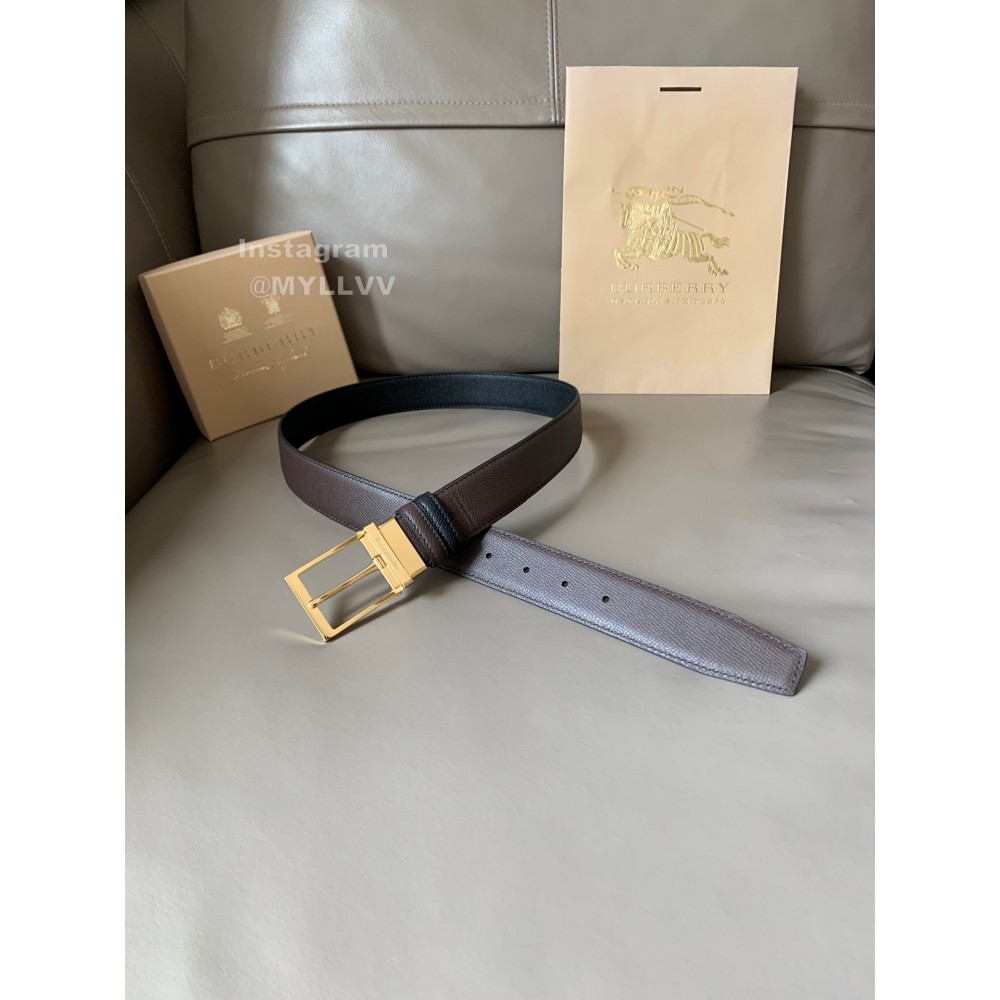 Burberry New Calf Gold Pin Buckle 34mm Belts Brown