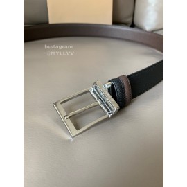 Burberry New Calf Silver Pin Buckle 34mm Belts Brown