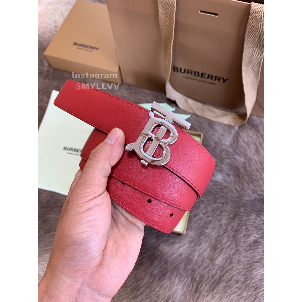 Burberry Fashion Calf Silver Buckle 35mm Belts For Women Red