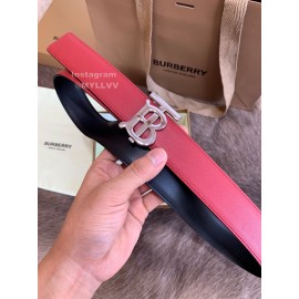Burberry Fashion Calf Silver Buckle 35mm Belts For Women Red