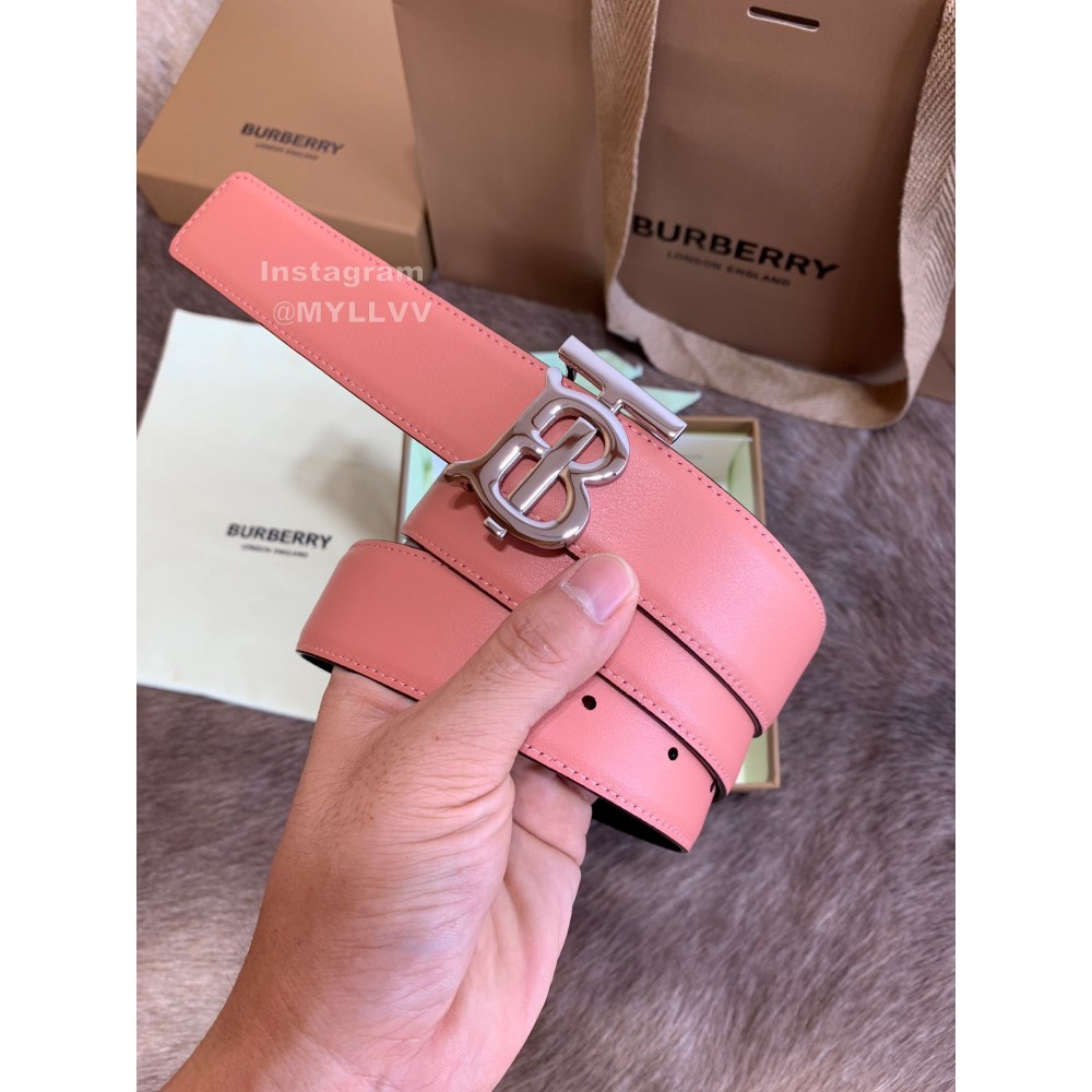 Burberry Fashion Calf Silver Buckle 35mm Belts For Women Pink