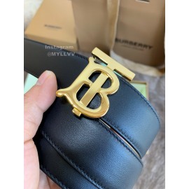 Burberry Fashion Calf Gold Buckle 35mm Belts For Women Black