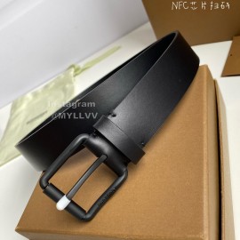 Burberry Letter Printed Black Cowhide Black Pin Buckle 35mm Belt