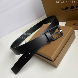 Burberry Letter Printed Black Cowhide Black Pin Buckle 35mm Belt