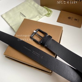 Burberry Letter Printed Black Cowhide Black Pin Buckle 35mm Belt