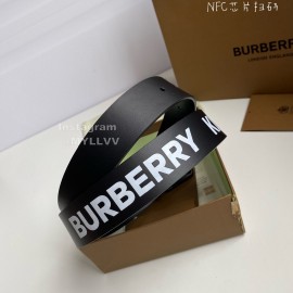Burberry Letter Printed Black Cowhide Black Pin Buckle 35mm Belt