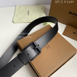 Burberry Letter Printed Black Cowhide Black Pin Buckle 35mm Belt