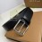 Burberry Letter Printed Black Cowhide Silver Pin Buckle 35mm Belt