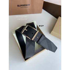 Burberry New London Plaid Calf Leather Silver Pin Buckle 35mm Belt