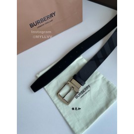 Burberry New London Plaid Calf Leather Silver Pin Buckle 35mm Belt