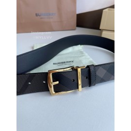 Burberry New London Plaid Calf Leather Gold Pin Buckle 35mm Belt