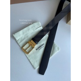 Burberry New London Plaid Calf Leather Gold Pin Buckle 35mm Belt