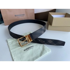 Burberry New London Plaid Calf Leather Gold Pin Buckle 35mm Belt