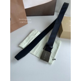 Burberry New London Plaid Calf Leather Gun Color Steel Buckle Belt