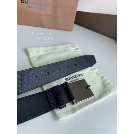 Burberry New London Plaid Calf Leather Gun Color Steel Buckle Belt