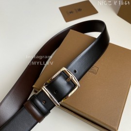 Burberry Black Calf Leather Silver Pin Buckle 35mm Belt