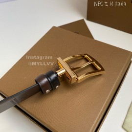 Burberry Black Calf Leather Gold Pin Buckle 35mm Belt