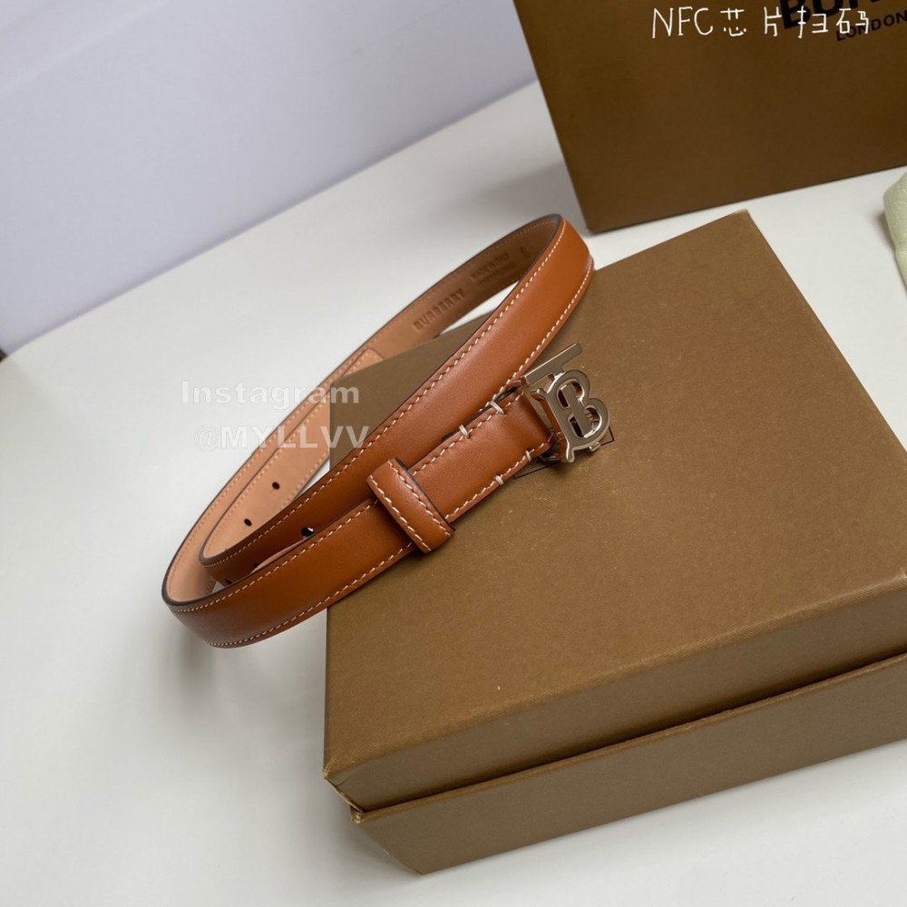 Burberry Fashion Cowhide Silver B Buckle 20mm Belt