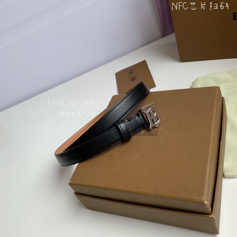 Burberry Fashion Cowhide Silver B Buckle 20mm Belt Black