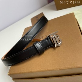 Burberry Fashion Cowhide Silver B Buckle 20mm Belt Black