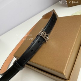 Burberry Fashion Cowhide Silver B Buckle 20mm Belt Black