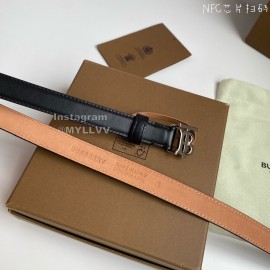 Burberry Fashion Cowhide Silver B Buckle 20mm Belt Black