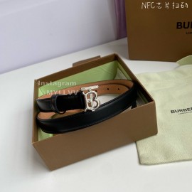 Burberry Fashion Cowhide Silver B Buckle 20mm Belt Black