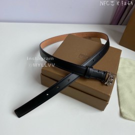 Burberry Fashion Cowhide Silver B Buckle 20mm Belt Black