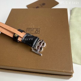 Burberry Fashion Cowhide Silver B Buckle 20mm Belt Black