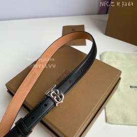 Burberry Fashion Cowhide Silver B Buckle 20mm Belt Black